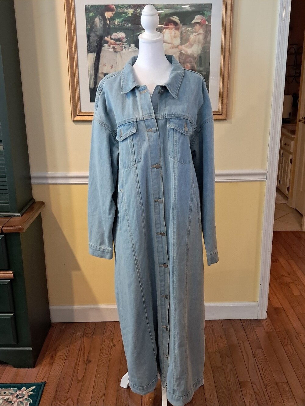 ChouYato Light Blue Women's Denim Dress Botton Down Size XL